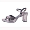 Grey Ankle Strap Strappy Chunky Heel Sandals