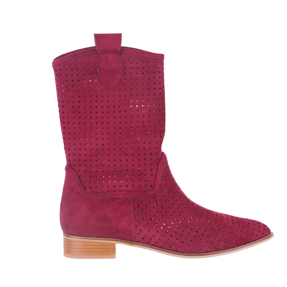 Burgundy Summer Cowboy Boots for Women RA-8010