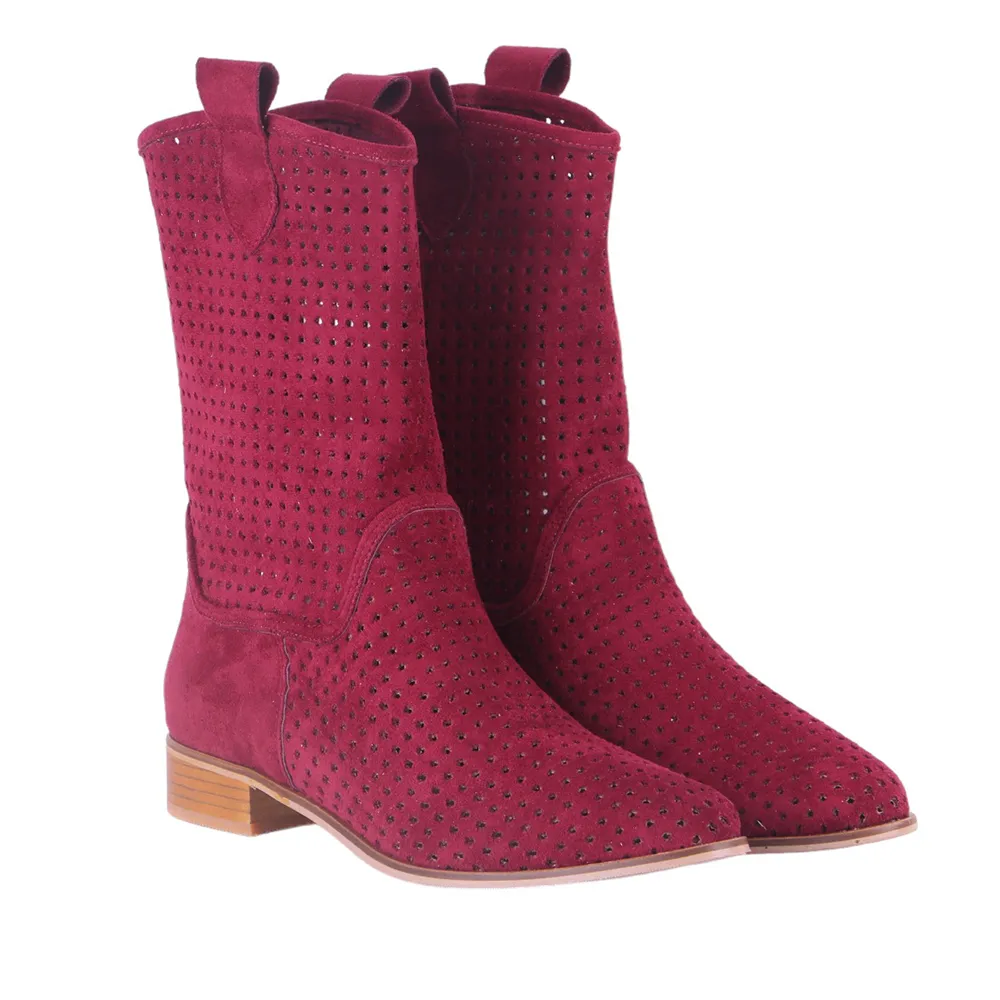Burgundy Summer Cowboy Boots for Women RA-8010