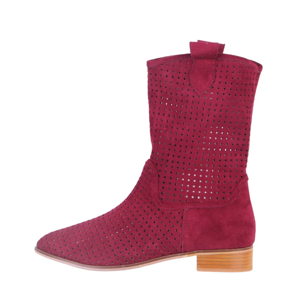 Burgundy Summer Cowboy Boots for Women RA-8010