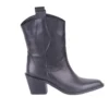 Black Western Ankle Boots Women Mid Block Heel