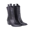 Black Western Ankle Boots Women Mid Block Heel