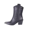 Black Western Ankle Boots Women Mid Block Heel