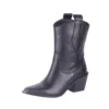 Black Western Ankle Boots Women Mid Block Heel