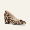 Leopard Block Heel Pumps for Women RA-162