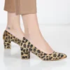 Leopard Block Heel Pumps for Women RA-162