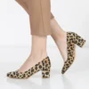 Leopard Block Heel Pumps for Women RA-162