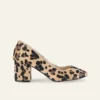 Leopard Block Heel Pumps for Women RA-162