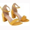 Mustard Chunky Heel Ankle Strap Sandals MA-030