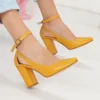 Mustard Dressy Block Heel Ankle Strap Pumps RA-8030