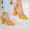 Mustard Dressy Block Heel Ankle Strap Pumps RA-8030