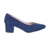Navy Blue Suede Block Heel Pumps for Women RA-162