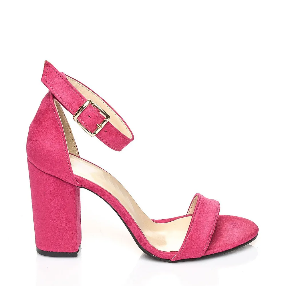 Pink Chunky Heel Ankle Strap Sandals MA-030