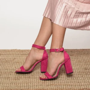 Pink Chunky Heel Ankle Strap Sandals MA-030