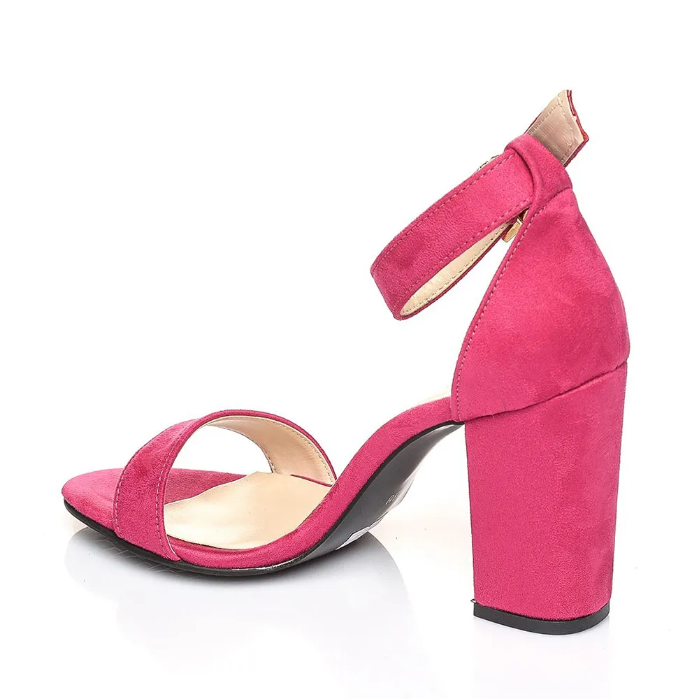 Pink Chunky Heel Ankle Strap Sandals MA-030