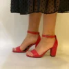 Red Chunky Heel Ankle Strap Sandals MA-030