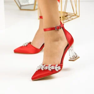 Red Clear Heel Rhinestone Stiletto RA-561