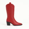 Red Low Heel Suede Boots Women Knee High