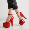 Red Shiny Platform High Heel Shoes for Women RA-304