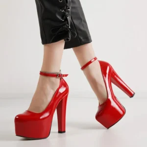 Red Shiny Platform High Heel Shoes for Women RA-304