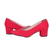 Red Suede Block Heel Pumps for Women RA-162