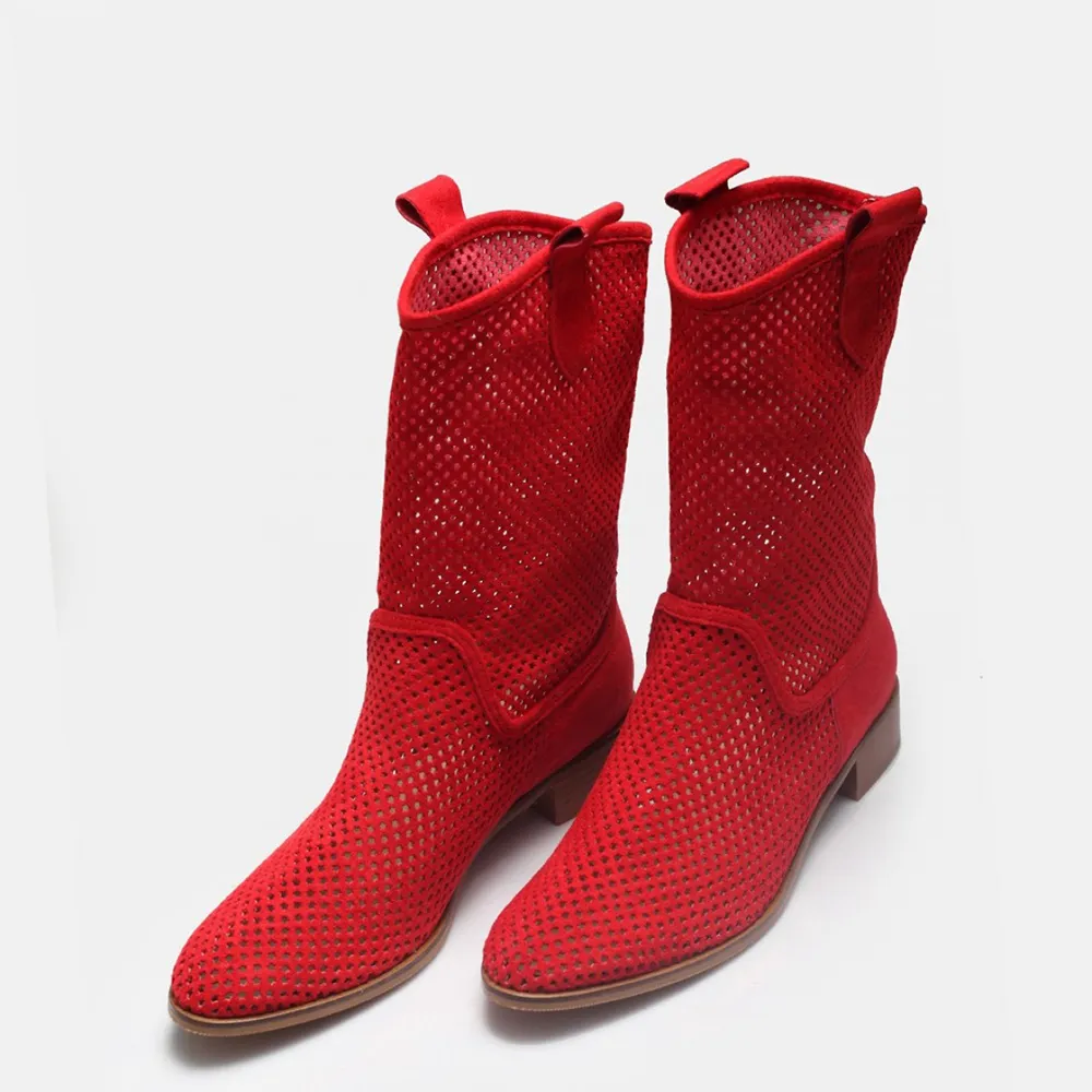 Red Summer Cowboy Boots for Women RA-8010