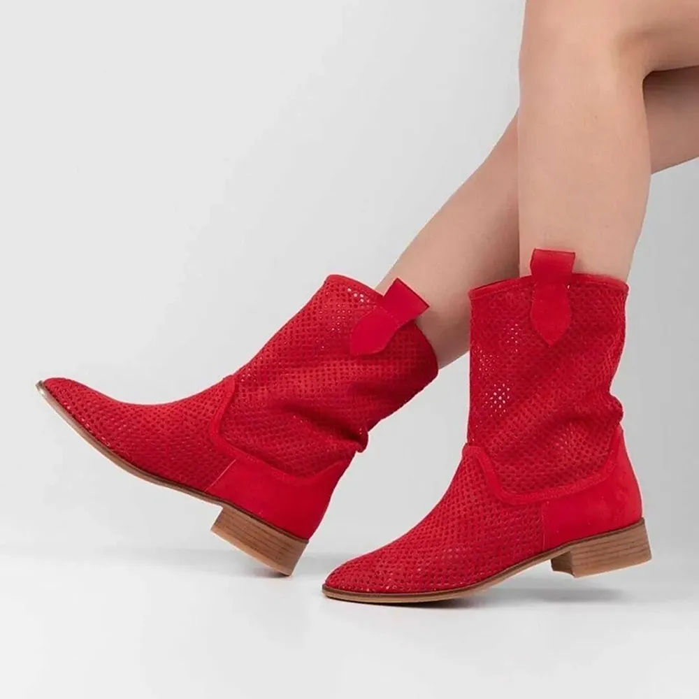 Red Summer Cowboy Boots for Women RA-8010