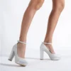 Silver Ankle Strap High Platform Heels for Women RA-210
