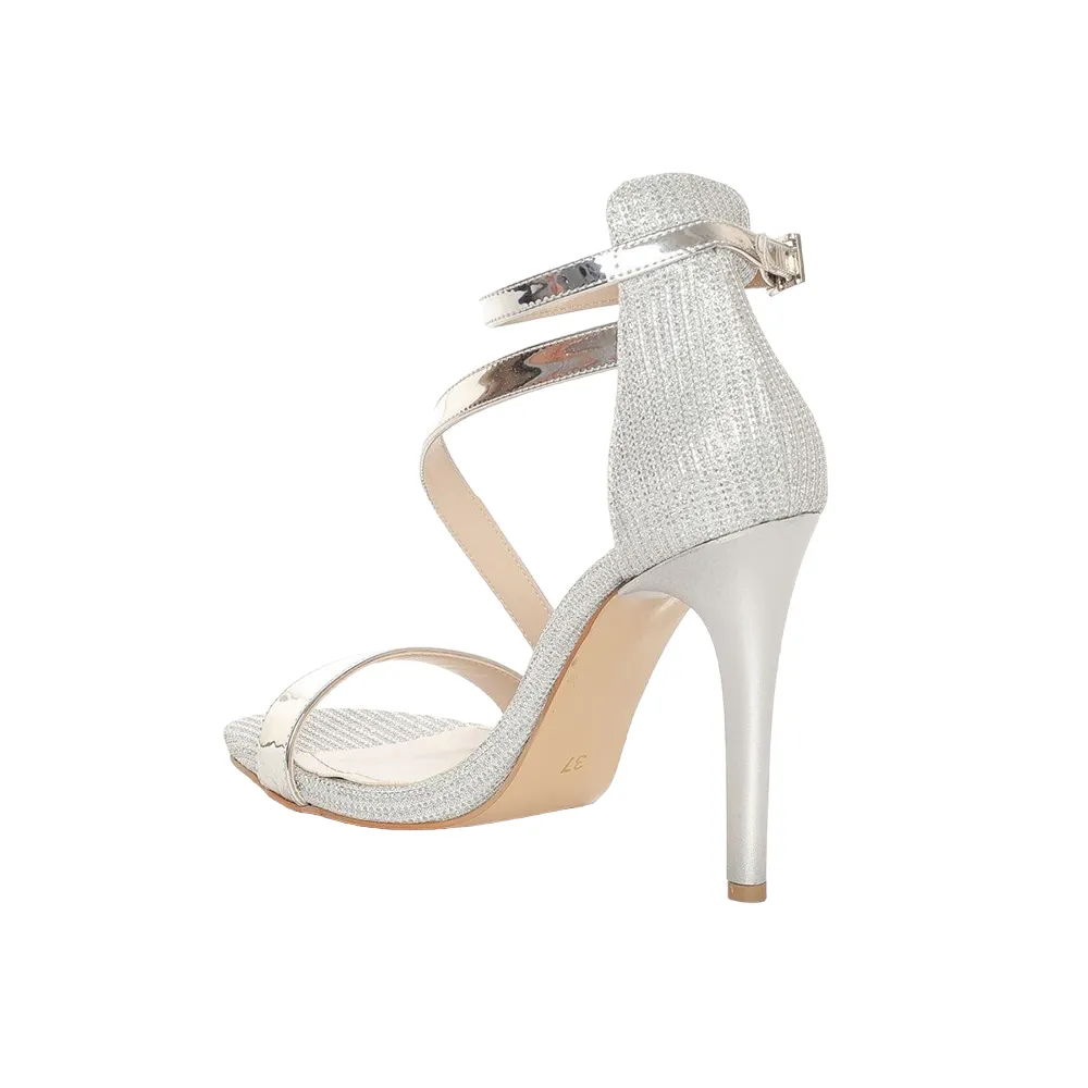 Silver Strappy Stiletto Heels for Women RA-802