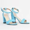 Turquoise Chunky Heel Ankle Strap Sandals MA-030