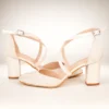 White Ankle Strap Block Heel Pumps for Women RA-803