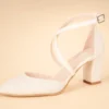 White Ankle Strap Block Heel Pumps for Women RA-803