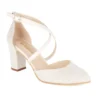 White Ankle Strap Block Heel Pumps for Women RA-803
