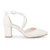 White Ankle Strap Block Heel Pumps for Women RA-803