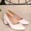 White Block Heel Pumps for Women RA-162