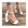 White Chunky Heel Ankle Strap Sandals MA-030
