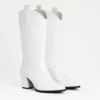 White Low Heel Suede Boots Women Knee High