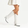 White Low Heel Suede Boots Women Knee High