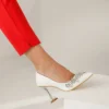 White Rhinestone Stiletto Heels for Women RA-510
