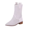 White Summer Cowboy Boots for Women RA-8010