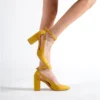 Womens Mustard Suede Block Heel Pumps RA-8030