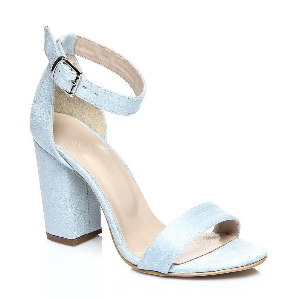 Baby Blue Chunky Heel Ankle Strap Sandals MA-030 - Görsel 3