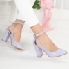 Lilac Dressy Block Heel Ankle Strap Pumps RA-8030