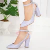 Lilac Dressy Block Heel Ankle Strap Pumps RA-8030
