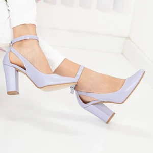Lilac Dressy Block Heel Ankle Strap Pumps RA-8030
