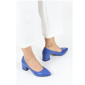 Blue Block Heel Pumps for Women RA-162