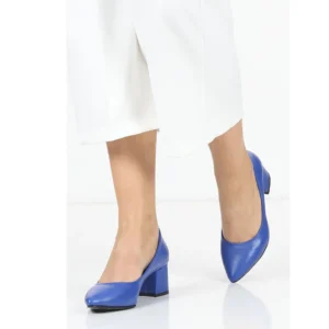 Blue Block Heel Pumps for Women RA-162