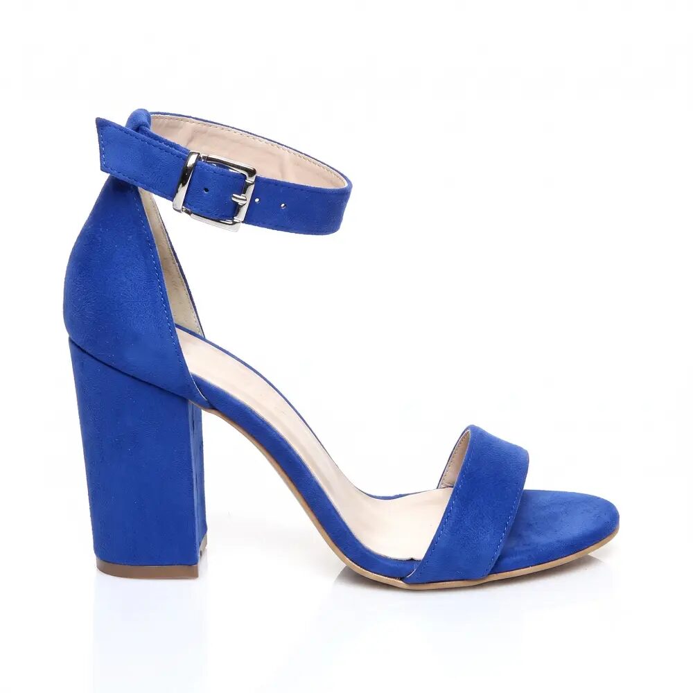 Sax Suede Chunky Heel Ankle Strap Sandals MA-030 - Görsel 5